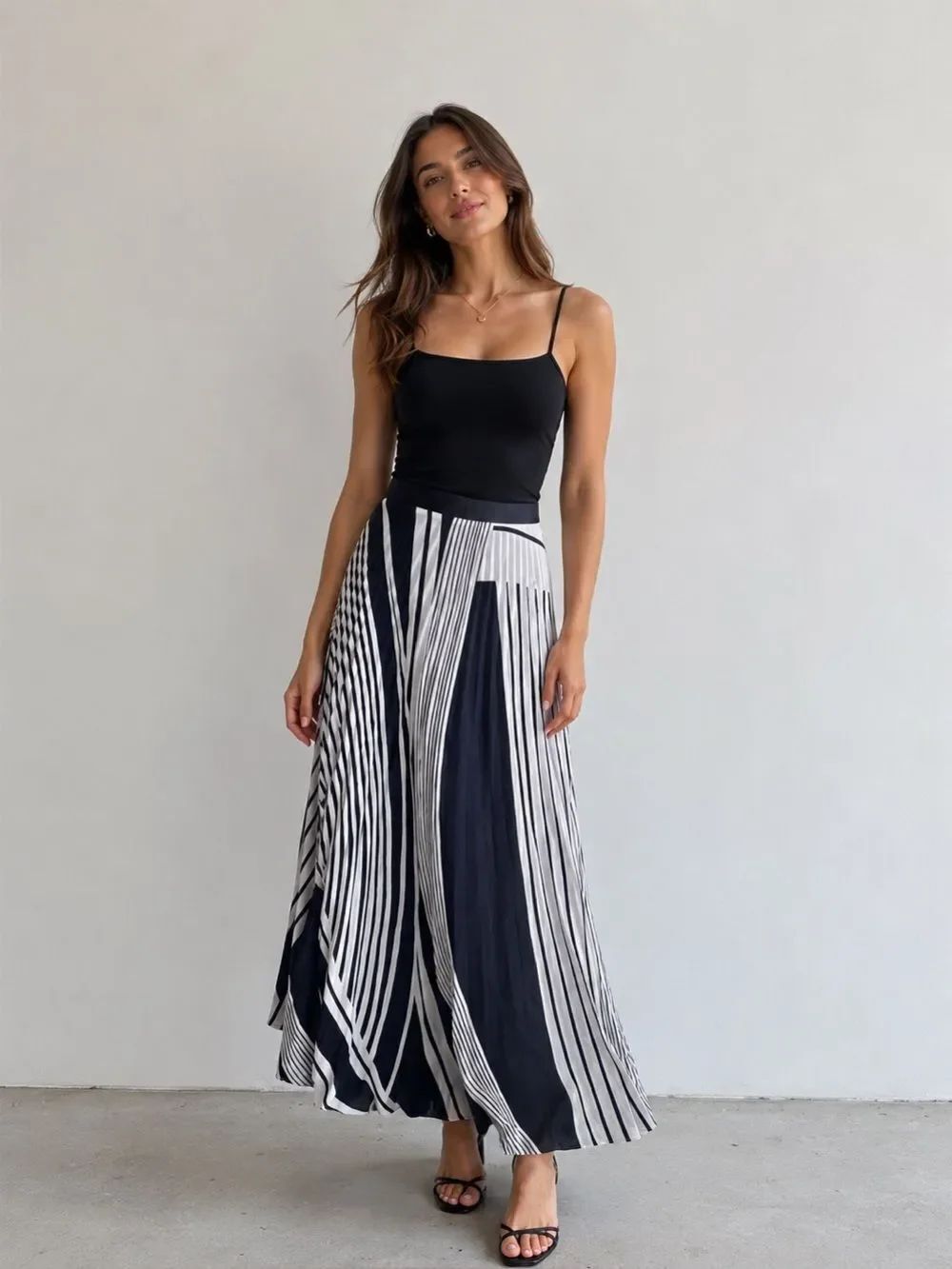 Lucy Paris Navy and White Striped Maxi Skirt Revolve SZ M